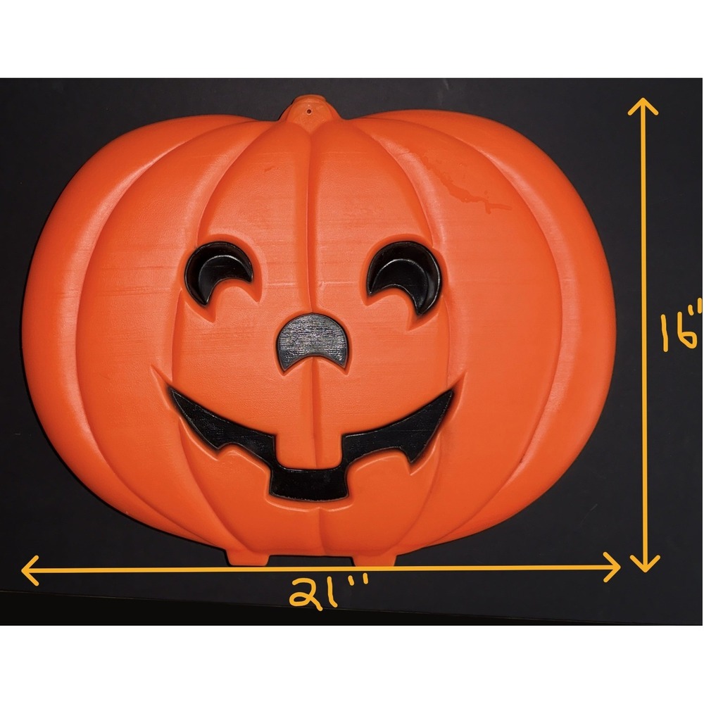Big 21" x 16" x 2.5" Windowsill Flat Jack-O-Lantern Pumpkin Blow Mold Light 90s